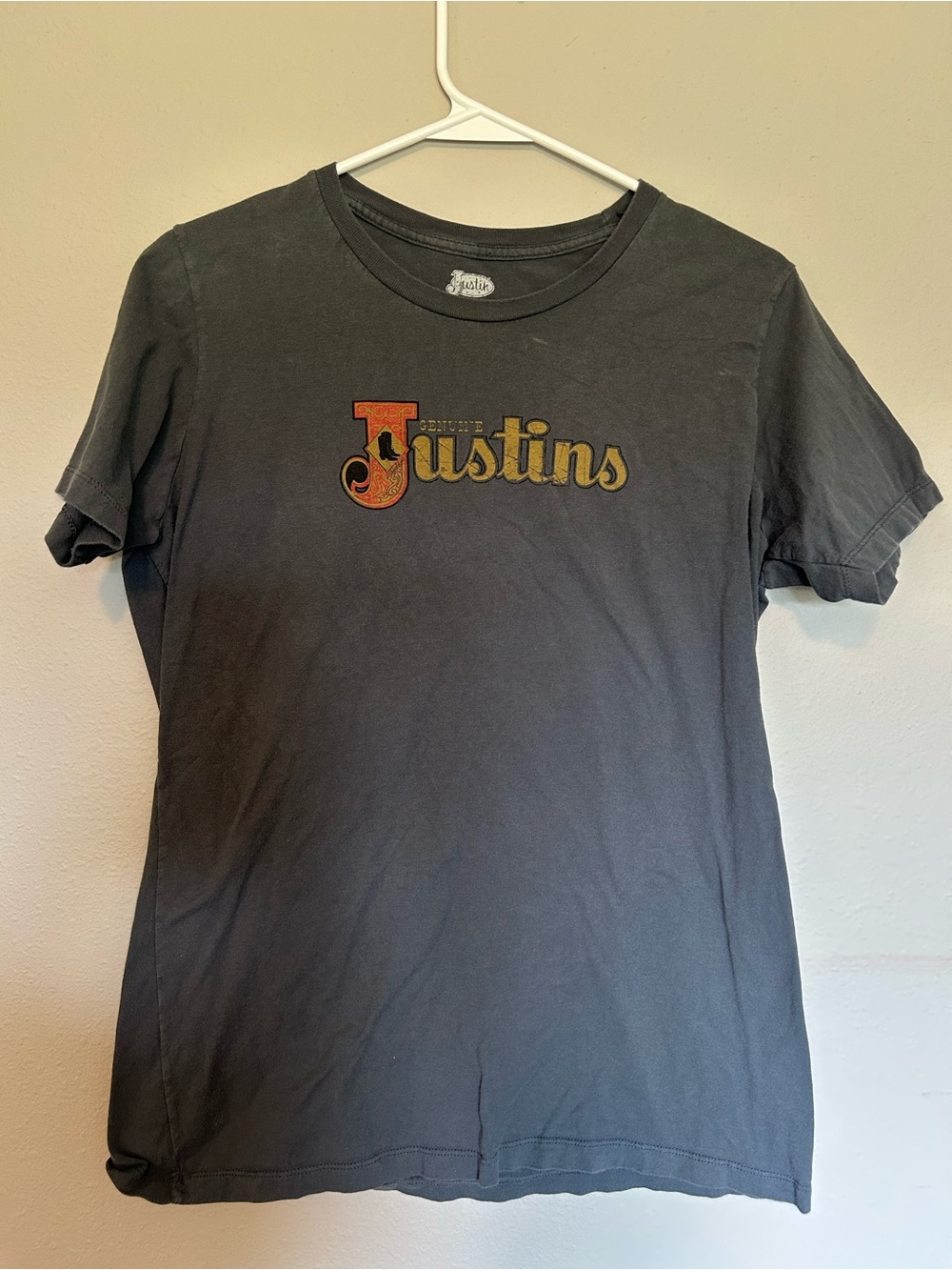 Justin Boots Black Tee with Retro Logo